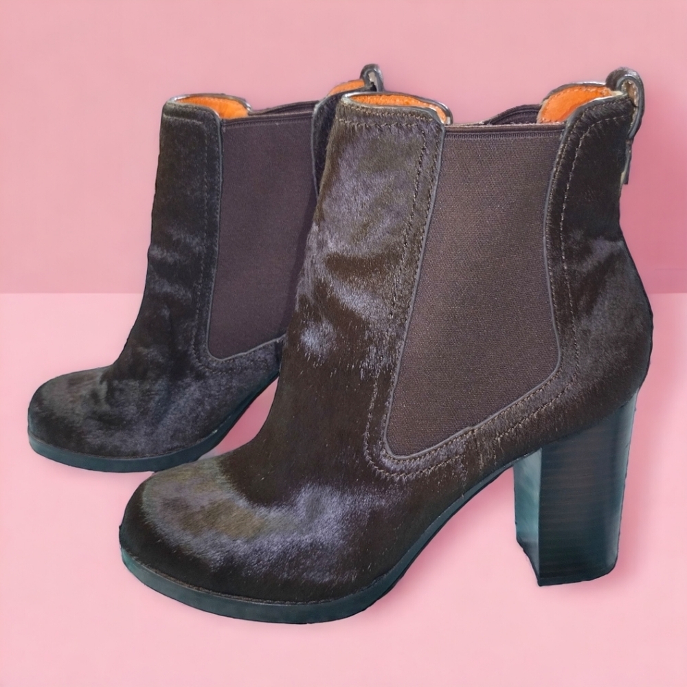 Tommy Bahama Calf Hair Ankle Booties Brown Size 10
